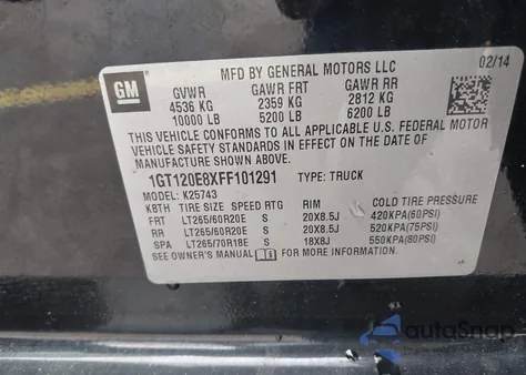 2015 GMC Sierra 2500Hd Denali из США, поврежденный, VIN 1GT120E8XFF101291